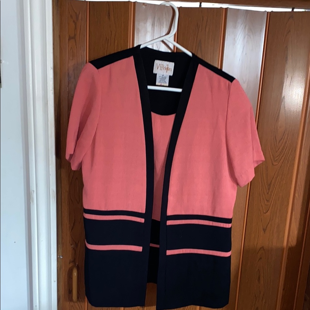 Vintage Vibrant Pink and Black Women's Cardigan